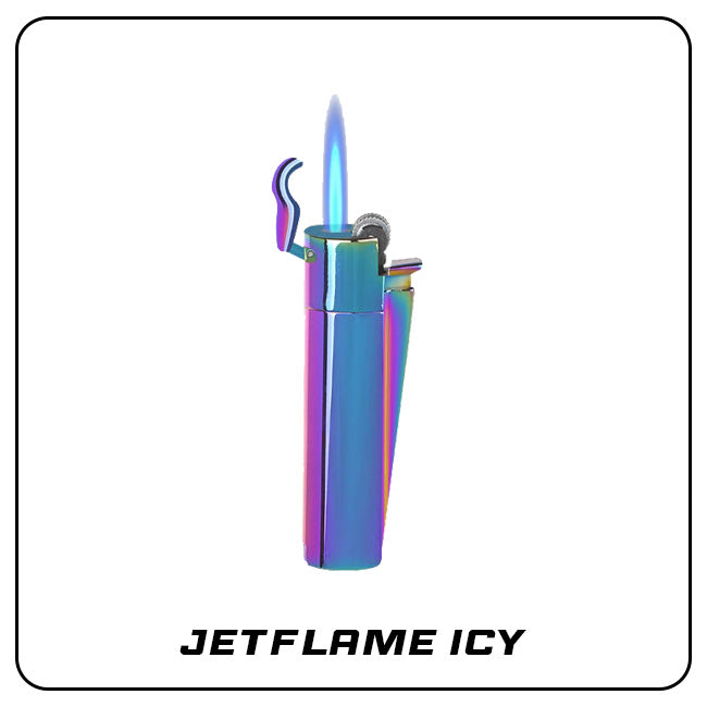 Clipper Metal Jetflame Large ICY mit Reibrad, Jet-Flamme [VORVERKAUF]
