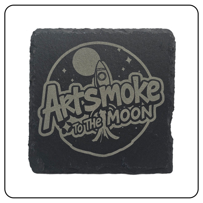 Untersetzer aus Schiefer - "Artsmoke to the Moon"