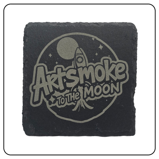 Untersetzer aus Schiefer - "Artsmoke to the Moon"