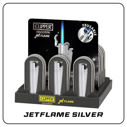 Clipper Metal Jetflame Large SILVER mit Reibrad [VORVERKAUF]